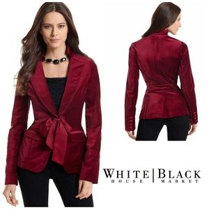 Whbm Ruby Red Velvet Blazer 